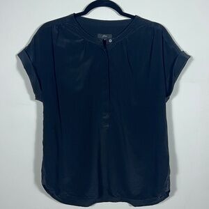 J Crew Silk pop over top with short sleeve SZ M